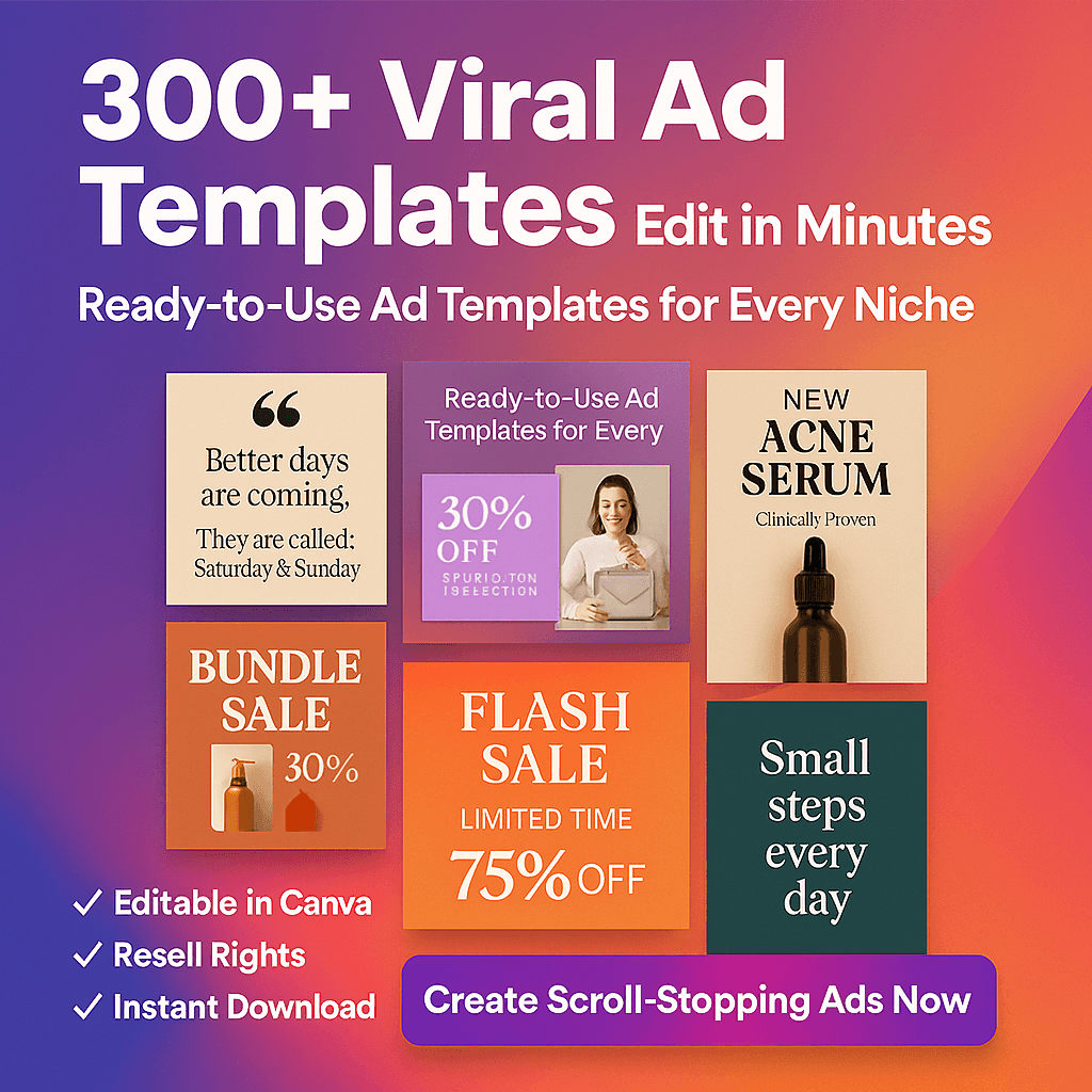 300+ Static Ads Canva Templates - TheWanderWords