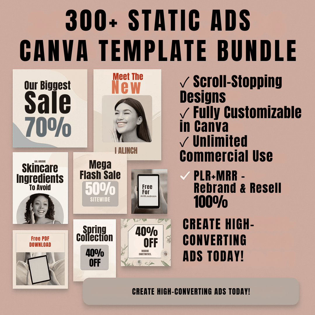 300+ Static Ads Canva Templates - - TheWanderWords