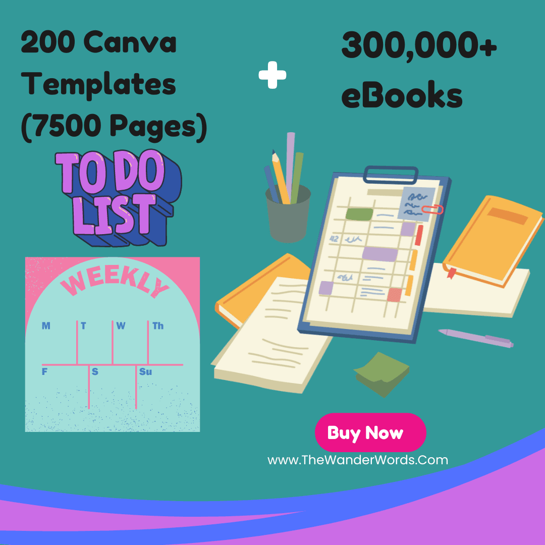 200 Canva Templates 7500 Pages & +300,000 eBooks - TheWanderWords