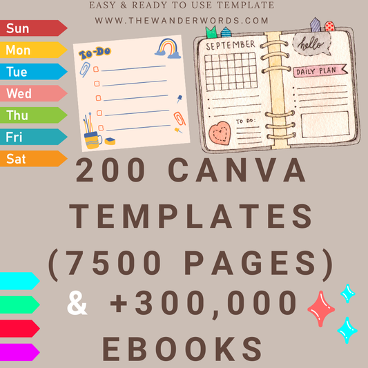 200 Canva Templates 7500 Pages & +300,000 eBooks