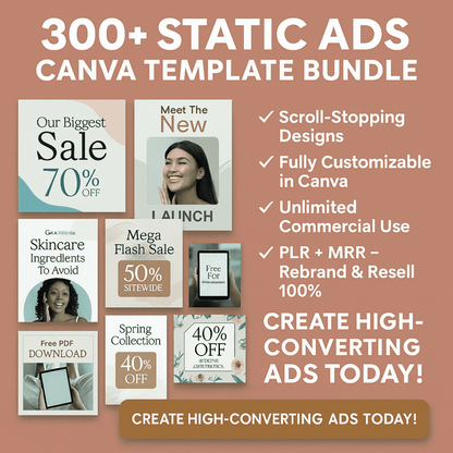 300+ Static Ads Canva Templates - TheWanderWords