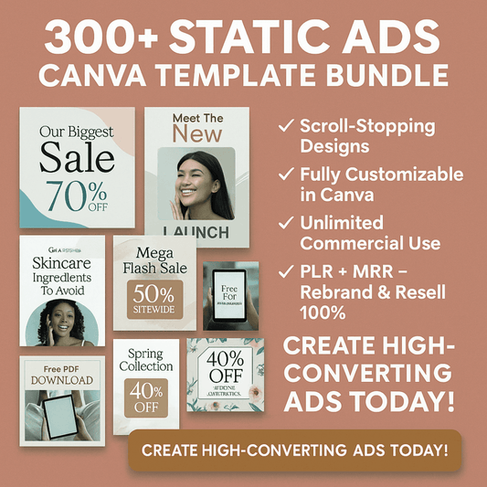 300+ Static Ads Canva Templates - TheWanderWords