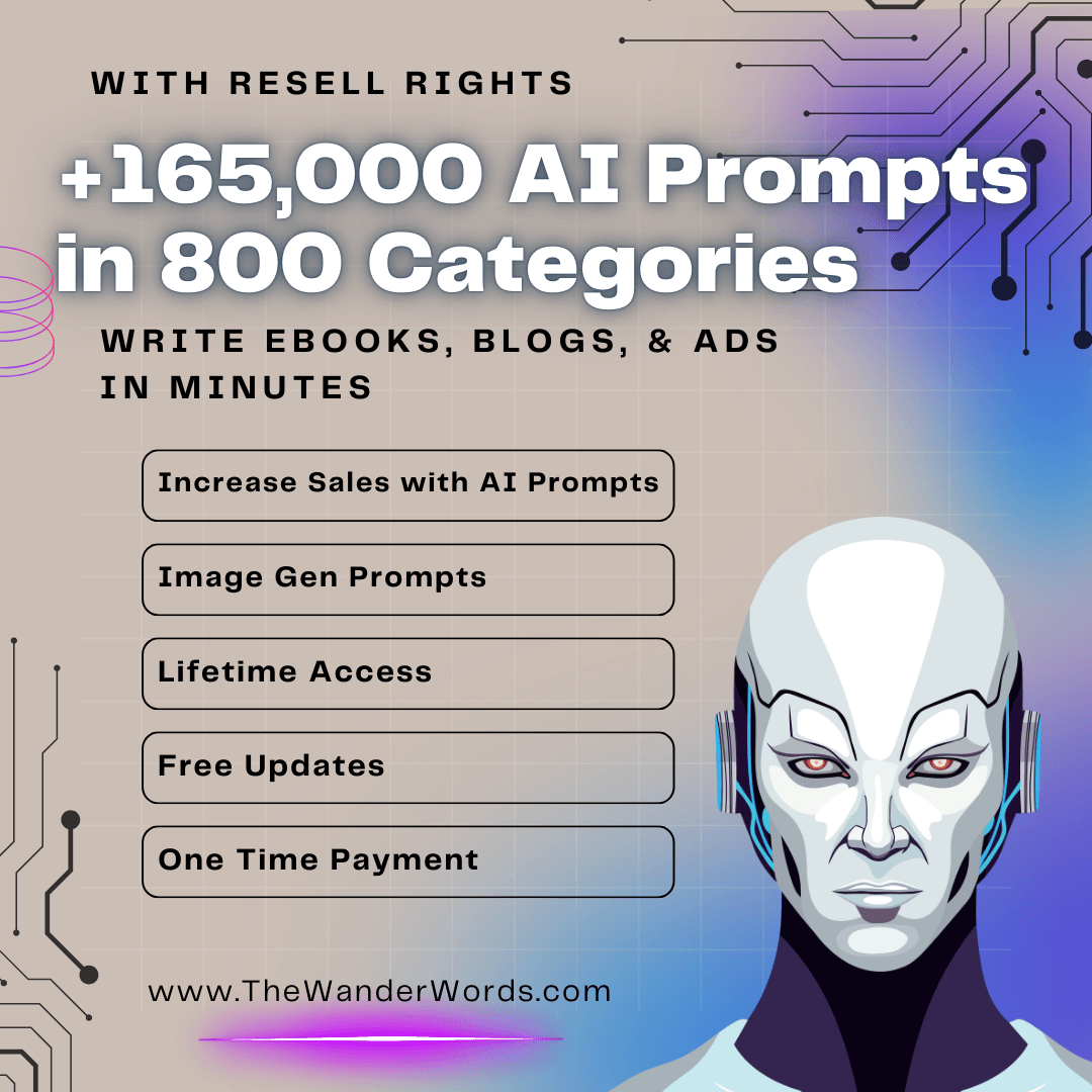+165,000 AI Prompts in 800 Categories - TheWanderWords
