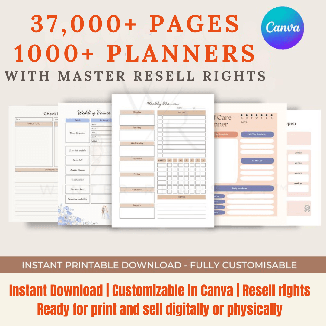 +1000 Canva Planners (37,000 Pages) - TheWanderWords